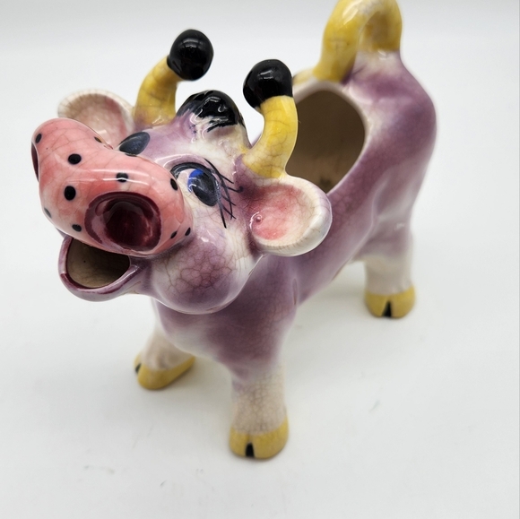 Vntg Numbered THAMES Japan Purple Cow Creamer Hand-Painted Ceramic Collectible - Picture 8 of 8
